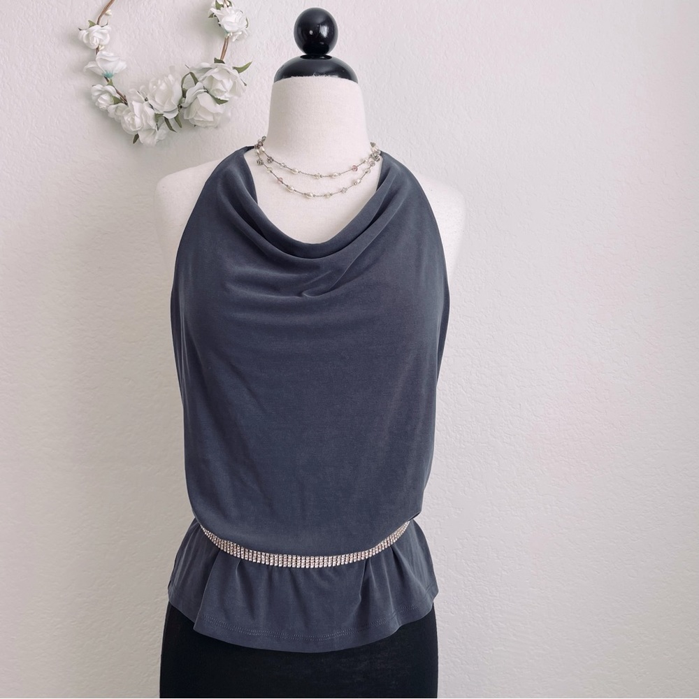 Anthropologie Black Cowl Neck Halter